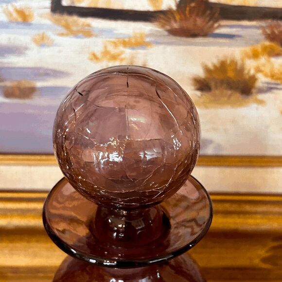 Vintage Viking Rainbow Glass Amethyst Crackle Glass Decanter - Picture 5 of 7